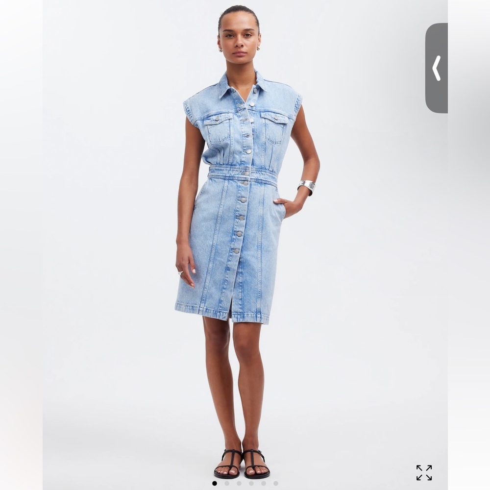 Madewell Denim Cap-Sleeve Shirtdress in Aquino Wash
